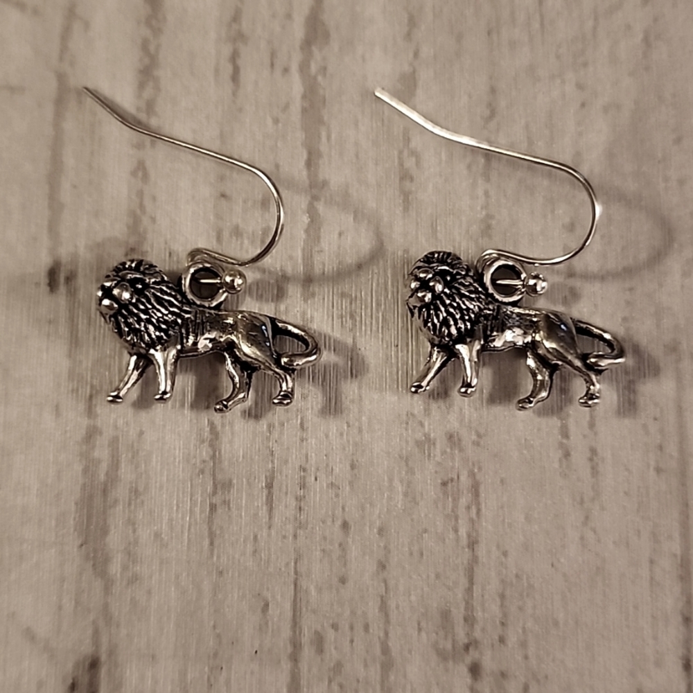 Lion Earrings Sterling Posts ER